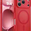 MOCCA Magnetic for iPhone 17 Pro Max Case, (Compatible with Magsafe) (16FT Military Grade Protection) Full Camera Protection Anti-Fingerprint Slim Translucent Matte Phone Cover 6.9",Red