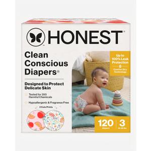The Honest Company Daytime Diapers, Just Peachy, Size 3, 120 Count
Baby Diapers, Size 3 (16-28 Lbs), 120 Ct. Hypoallergenic, Fragrance-Free, Up To 100% Leak Protection, Plant-Based