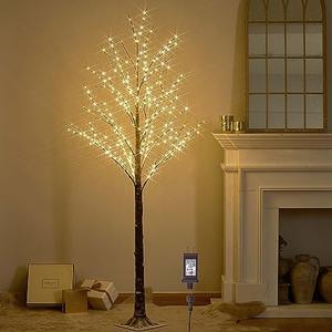 LITBLOOM Lighted Flokced Tree with Fairy Lights 6FT 330 LED, Snowy Tree with Lights for Indoor Outdoor Home Christmas Holiday Decoration