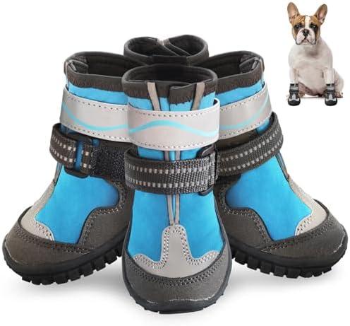 Dog Shoes, Otunrues Dog Shoes for Small Medium Large Dogs, Anti-Slip Dog Boot with Reflective, Waterproof Dog Booties & Paw Protectors for Winter Snowy Hot Pavement Day (Blue,XL)