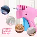 Handheld Stitch Tag Gun for Clothes, Quick Clothing Fixer, Tagging, Sewing Kit Includes 6 Needle, 1000 Black Fasteners & 1000 White Fasteners, Pink Blue