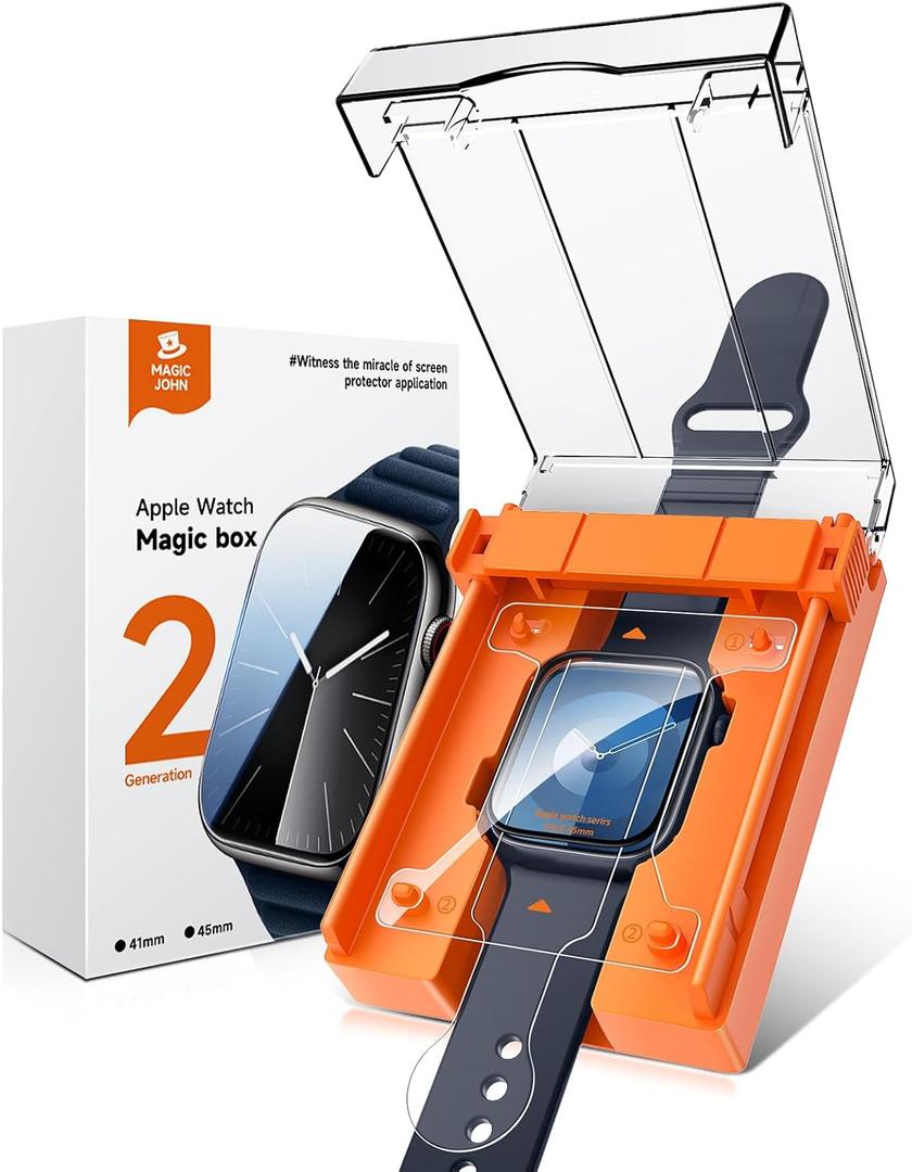 MAGIC JOHN 2 Pack for Apple Watch 45MM Series 9 8 7 Screen Protector, Ceramic Material Not Glass, Easy Installation, Self-HealingTouch Sensitive, Anti-Scratch