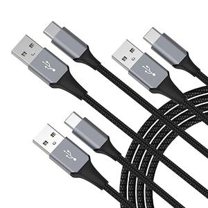 USB C Cable 3-Pack(3ft/6ft/6ft), USB A to USB C Fast Charger Cord Nylon Braided Compatible with 16/15/Plus/Pro/Pro Max，Galaxy S25 S24 S23 S22 A51 S10 S9, and Other USB C Devices-Black