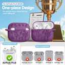for Airpods Pro 3 Case, Flower Engraved Cases for Apple AirPods Pro 3rd Generation 2025, Soft Silicone Cover for Men Women Girly with Cleaning Kit & Keychain, Anti-Scratch, Shockproof (B-Deep Purple)