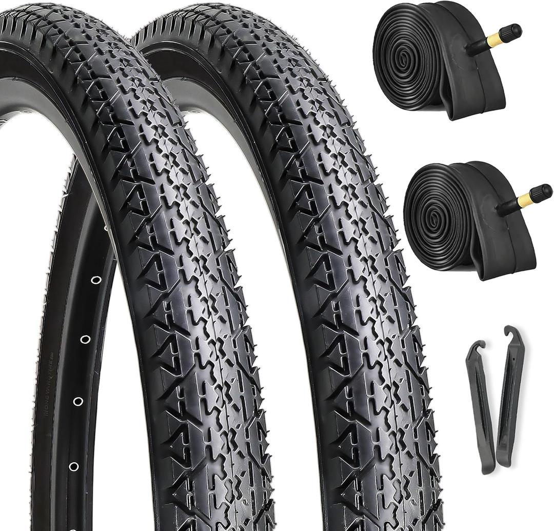 Hycline 26x2.125 Cruiser Bike Tires Set: 2-Pack 26-inch Premium Butyl Rubber Puncture-Resistant Folding Replacement Bicycle Tires for Beach Cruiser and Urban Commuting Bicycle (Black)