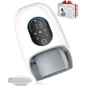 Hand Massager with Heat and Compression : Full-Hand and Wrist Coverage with Touchscreen & Palm Roller  Designed for Daily Comfort at Home, Office, or Travel (White)