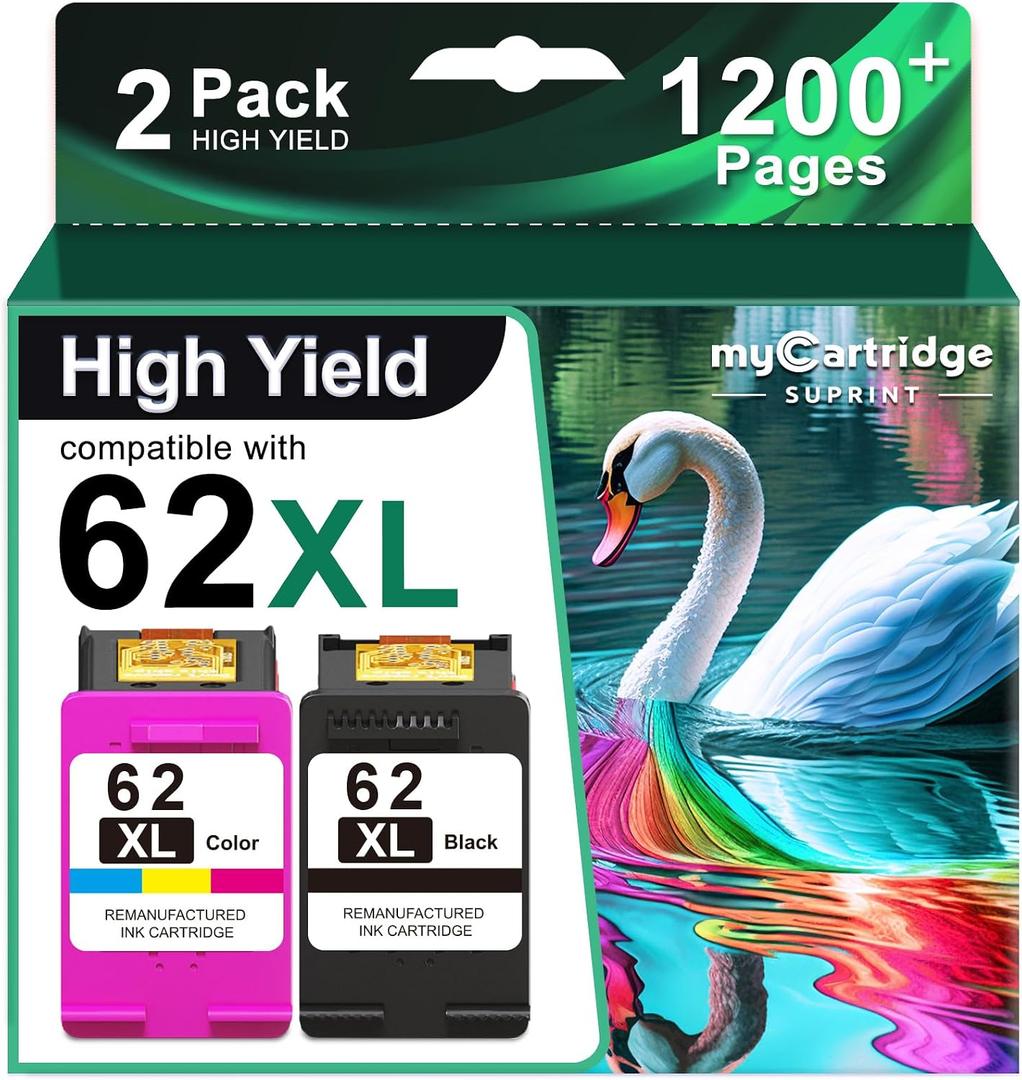 62XL Ink Cartridges Black and Color Replacement for HP Ink 62 for HP 62XL Ink Cartridge Combo Pack HP62 HP62XL for HP ENVY 7640 7645 5660 5540 5640 Officejet 5740 8040 Mobile 200 250 Printer Ink 62 XL