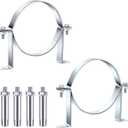 2 PCS 6 Inch B Vent Adjustable Wall Strap Round Gas Vent Pipe Strap Pellet Vent Wall Strap Galvanized Rigid Split Ring Hanger Pipe Chimney Adjustable Wall Strap Pipe Bracket Clamp Silver