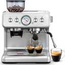 Kndko Espresso Machine, 15 Bar Semi-Automatic Espresso Coffee Maker, Stainless Steel Detachable Water Tank, Milk Frother and Bean Grinder, Perfect for Latte, Cappuccino