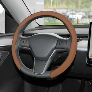 Frani Nappa Leather Steering Wheel Cover, Universal Fit 15 Inch-Premium Non-Slip Breathable Comfort Grip for Cars, Trucks SUVs, Anti-Slip Durable Interior Upgrade Tan