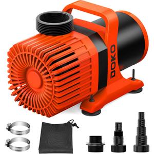 DOKO Submersible Water Pump, 4000GPH Pond Pump with 20FT Power Cord and 21 FT Lift Heigh, 350W Ultra Quiet Fountain Water Pump for Pond, Aquarium, Waterfall, Fish Tank, Hydroponic