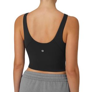 Colorfulkoala Dreamlux Womens Padded Sports Bra High Neck U-Back Yoga Running Workout Athletic Tank Top with Removable Cups (Large, Black)