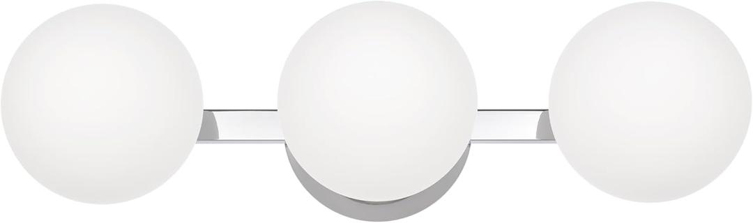 Globe Bathroom Vanity Light Fixtures, Modern 3 Lights Wall Lighting Chrome, Porch Wall Mount Light Fixture for Bathroom, Over Mirror Cabinets