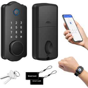 Fingerprint Smart Door Lock, Keyless Entry Deadbolt, Electronic Biometric Deadbolt with Phone/Watch App Control, Auto Lock with Touchscreen Keypad for Bedroom, Front Door, 7 Ways to Unlock
