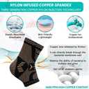 INDEEMAX Ankle Brace for Women & Men, Ankle Compression Sleeve Support Copper Infused Ankle Brace for Sprained Ankle, Plantar Fasciitis Sports, Achilles Tendonitis Pain Relief, Copper Black, M
