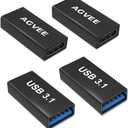 AGVEE 4 Pack USB-C Female to USB-A Female Bidirectional Adapter, Type-C USBC 3.2 Gen 1 Coupler Extender Extension Converter Connector, Black