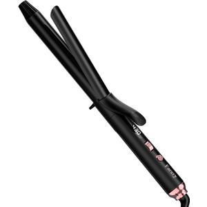 Long Barrel Curling Iron 1 Inch, Ceramic Curling Iron for Thin Hair, Infused Argan Oil & Keratin, Long Lasting Styling, 11 Adjustable Temp, Include Clips & Silicone Pad (Black)