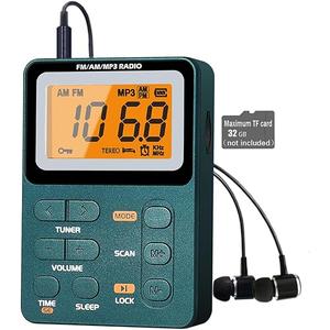 Paeiope Portable Radio AM FM, Rechargeable Pocket Speaker with Best Reception Digital Tuning, MP3, Stereo Earphone, Large LCD Screen, TF Card Socket, Transistor Radio for Jogging/Gym/Camping…