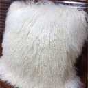 Mongolian Lamb Fur Throw Pillow Cover Soft Fluffy Decorated for Livingroom Car Accessories, 45cm (18" x18) White