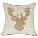 millianess Embroidered Throw Pillow Covers Deer Head Pattren 18x18 Inches for Living Room Cotton Cushions Covers (Khaki) 