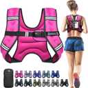 BAGAIL Comfort-Fit Weighted Vest for Woman, Even Weight Distribution, Faster Weight Loss, No-Chafe or Bounce for Walking & Running with Detachable Phone Pouch & Reflective Stripes, 5lbs, (Pink)