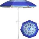 7ft Beach Umbrella with Sand Anchor & Tilt, UPF 50+ Protection Beach Umbrellas for Sand, Beach Umbrellas for Heavy Duty Wind Portable with Carry Bag, for Patio Garden Pool, Dark Blue StripesRandom pattern (Dark Blue Stripes)