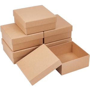 BENECREAT 6 Pack Kraft Paper Box, 5x5x2.2 Inch Jewelry Gift Boxes Cardboard Jewelry Boxes Kraft Case for Necklace Earring Storage, Wedding Christmas Party Favors