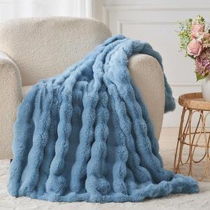 Lotus Karen Faux Fur Throw Blanket Sky Blue - Big Bubble Rabbit Fluff Blanket for Couch Bed Sofa,Softest Fluffy Fuzzy Cozy Blanket,Thick Furry Plush Shaggy Warm Blankets for Women,60x80 Inches Lotus Karen Faux Fur Throw Blanket Sky Blue - Big Bubble Rabbit Fluff Blanket for Couch Bed Sofa,Softest Fluffy Fuzzy Cozy Blanket,Thick Furry Plush Shaggy Warm Blankets for Women,60x80 Inches