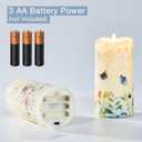 Eywamage Fiber Optic Flameless Pillar Candles with Remote Set of 3, Butterfly Floral Spring LED Candles Battery Operated Gift 3" H 6"
