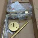 AMZASA Antique Brass Gold Chandelier with Shades, Electroplated Finish, 5 Light Modern Farmhouse Chandeliers with White Fabric Shade, Linear Island Chandelier Lights for Dining Room,Kitchen,Foyer