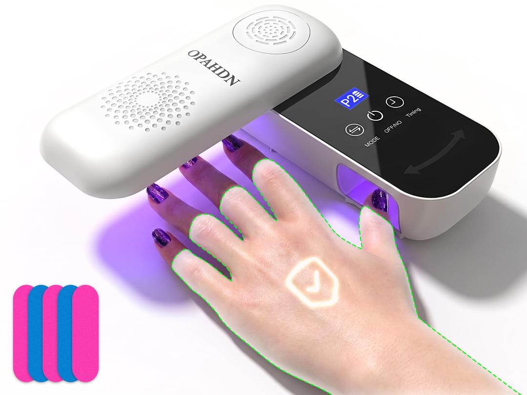 Cordless UV Nail Lamp for Nail Care, Rechargeable Finger Nail Repair Light with 240 Rotatable Panel, Portable Nail Dryer for Gel Polish Touch-Ups, Extensions, Manicure & Pedicure- White