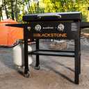 BLACKSTONE 1883 Original 28 Griddle with Integrated Protective Hood and Counter Height Side Shelves, Powder Coated Steel, Black