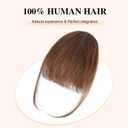 BOGSEA Bnags Hair Clip- Medium Brown Fake Bangs 100% Real Human Hair Extensions Wispy Bangs for Women Fringe with Temples Hairpieces Curved Bangs for Daily Wear Medium Brown Wispy Bangs