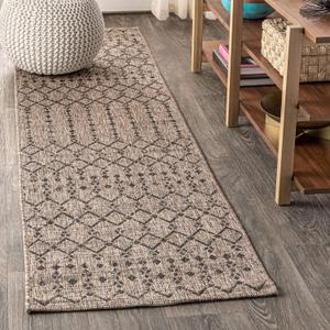 JONATHAN Y Moroccan Geometric Indoor Outdoor Runner Rug 2X10 Natural/Black, Ourika Textured Weave for Backyard, Patio, Porch, Easy-Cleaning, High Traffic, Pet-Friendly, Non-Shedding (SMB108D-210)