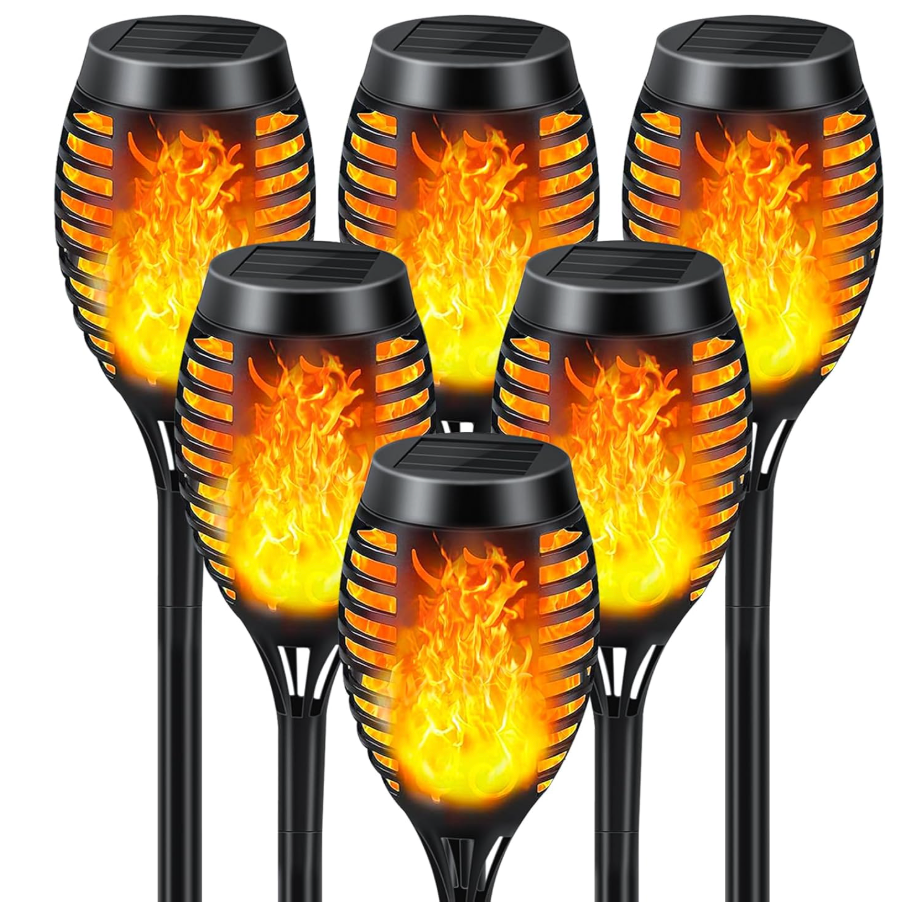 Kurifier Solar Lights Outdoor, 6Pack Solar Torch Light with Flickering Flame, Waterproof Solar Garden Light, Outdoor Solar Lights for Yard, Flame Torches for Outdoor Decorations Decor Yard