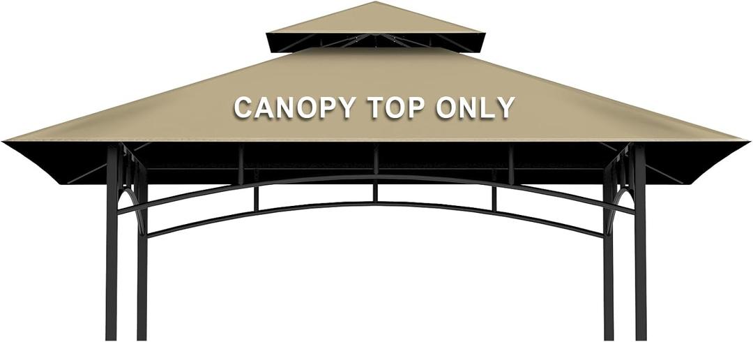 Grill Gazebo Replacement Canopy Top Only - 5' x 8' Outdoor BBQ Gazebo Canopy Roof, Waterproof Double Tiered Shelter Cover Fit for Model L-GG001PST-F (Khaki, 5x8)