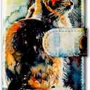 Case for Pixel 7a,Cute Cat Painting Leather Flip Phone Case Wallet Cover with Card Slot Holder Kickstand for Google Pixel 7a