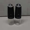 Rechargeable Pepper and Salt Grinder Set, whit Gravity Sensing Switch and LED Light, One Hand Automatic Operation -Black/2 Pack