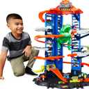 Hot Wheels City Robo T-Rex Ultimate Garage Multi-Level Multi-Play Mode Stores 100 Plus 1:64 Scale Cars Gift idea for Kids 3 and Older