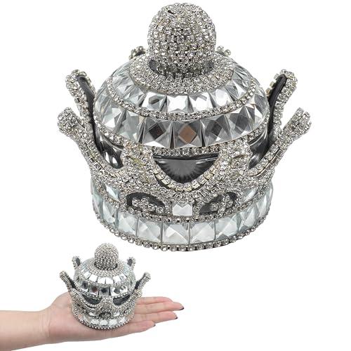Crown Air Freshener for Car, Crystal Fragrance Diffuser, Air Freshener Holder, Crystal Crown Fresheners Ornament Bottle for Car Dashboard Interior Home Office Decoration (Silver, No Perfume)