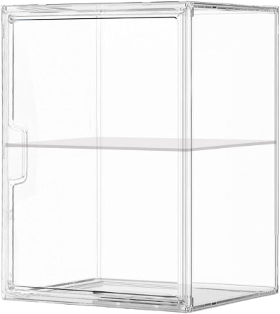 Display Case for Collectibles  Clear Display Box with Magnetic Door,Stackable Figure Display Case for Action Figures, Model Cars, Book (Vitrinas para Colecciones) (L-2Tier-1PACK)