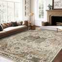 Roxstand 8x10 Area Rugs for Living Room, Vintage Washable Rug with Non-Slip Backing, Stain Resistant Large Area Rug for Dining Room, Soft Rugs for Bedroom (Beige/Brown, 8'x10')