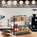 LEMIKKLE 2-Tier Wood Coffee Station Organizer with Pod Holder and Drawer, Kitchen Countertop Organizer, Coffee Bar Accessories Station with Coffee Pod Storage, Coffee Organizer (Light Brown)