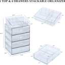 5-Tiers Makeup Organizer with Drawer for Vanity, Stackable Bathroom Storage Box for Beauty Essentials, Skincare Products, Cosmetic Brushes, Perfume Stand, Clear Lipsticks Holder