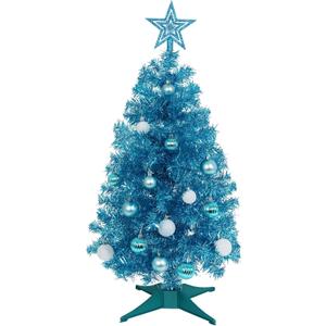 Sunshine Blue Christmas Tree with Light 3ft Artifical Full Christmas Tree with Ball & Star Ornaments 8 Lighting Modes for Holiday Decor