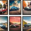 97 Decor Muscle Car Wall Art Vintage Race Car Posters for Boys Bedroom, Classic Car Prints for Mens Room, Retro Auto Pictures, Antique Vehicle Artwork (8x10 Unframed)