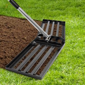 30"x10" Lawn Leveling Rake, Angled Design Yard Leveling Rake for Soil, Sand