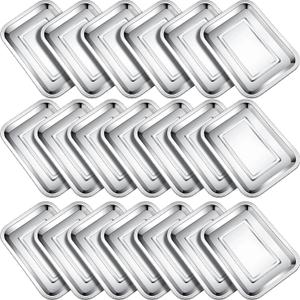 20 Pieces Baking Sheets Baking Tray for Oven Stainless Steel Nonstick Cookie Sheet Baking Pan Toaster Oven Tray 11 x 8 x 0.8 Inch Small Baking Pans Non Toxic and Healthy, Easy Clean, Dishwasher Safe