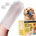 Jasper Dog Toothbrush, 360 Degree Dog Tooth Brushing Kit, Cat Toothbrush, Canine Dental Care & Teeth Cleaning Kit, Pet Finger Tooth Brush, Use with Pet Toothpaste, 2-Pack Clear