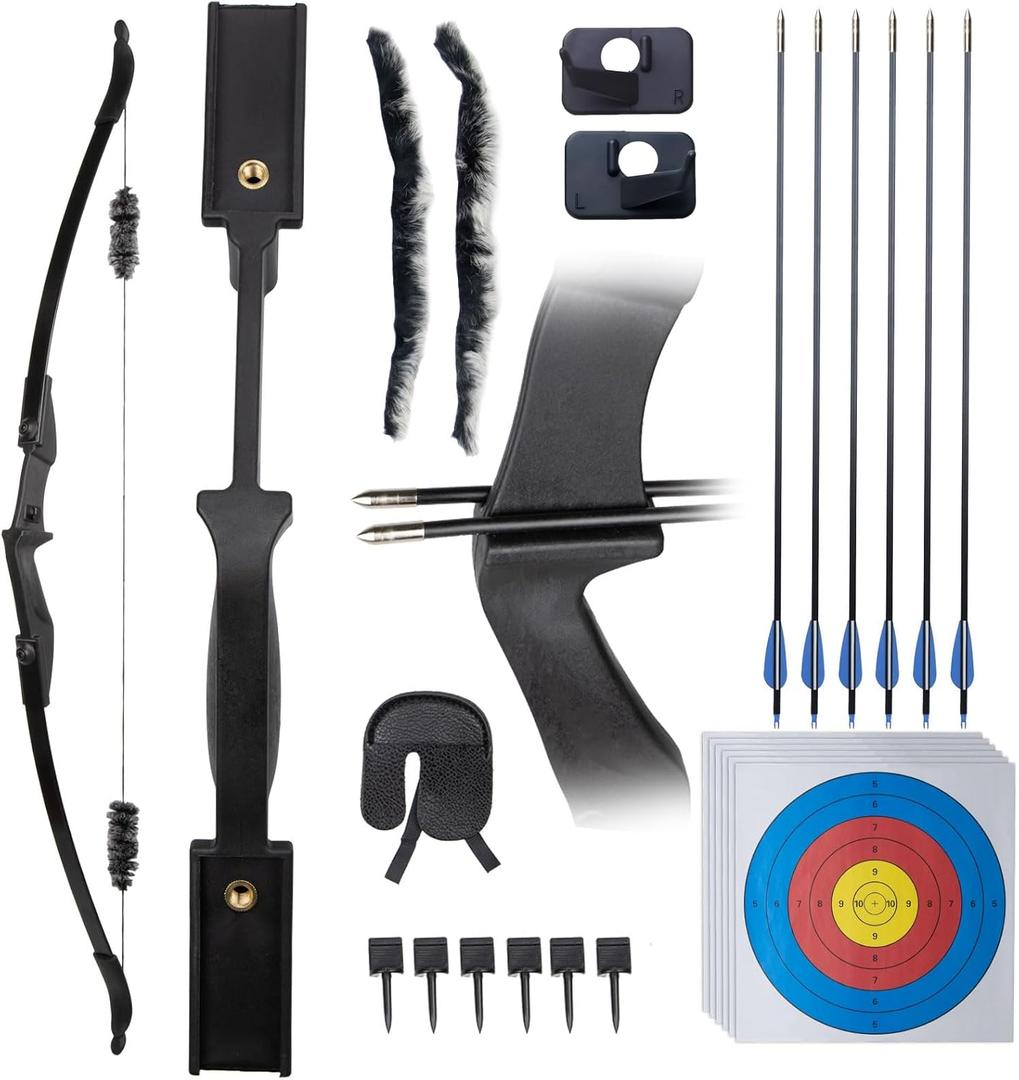 Recurve Bow and Arrow Set for Adults, Archery Takedown recurve Bow Set for Beginners/Youth/Adults Target Practicing, Left & Right Handed, 20lbs